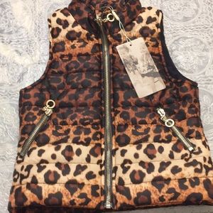 HANNAH BANANA Animal Print Puffer Vest, SZ 7, NWT